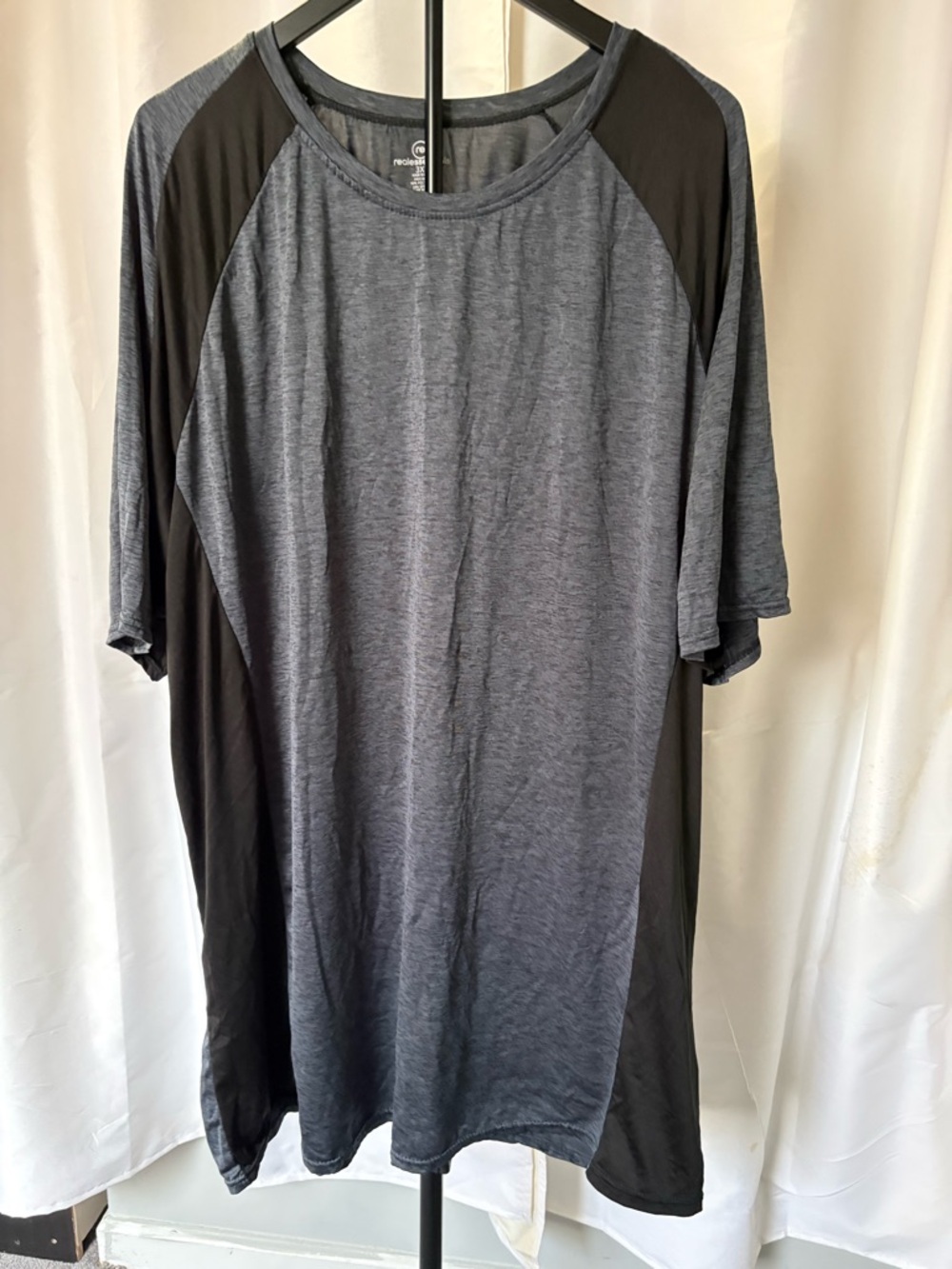 Essentials Men's Charcoal Gray and Black Short Sleeve Raglan Tee